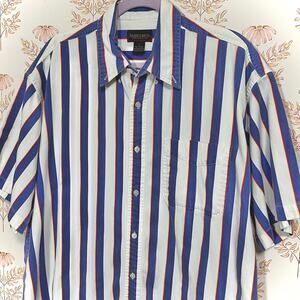Vintage 90s Striped Heavyweight 100% Cotton Button Down Shirt, Indie Streetwear